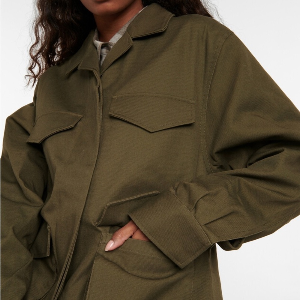 Toteme Avignon Utility Jacket Khaki Green – Oversized Cotton Size 32 | US XS - Picture 4 of 13